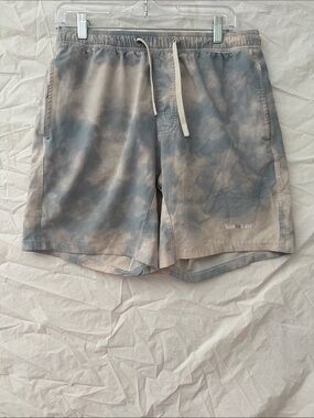 BAMBOO Men's Blue and Gray Cloud Tie-Dye Swim Shorts